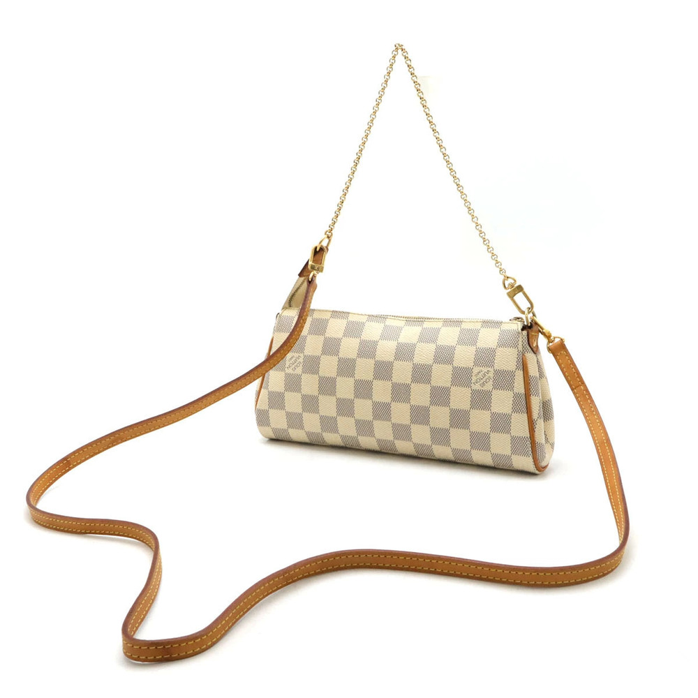 Louis Vuitton Shoulder Accessory White Damier Clutch Bag Azur Eva Chain